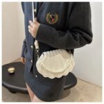Elegant Shell Shape Pearl Handbag for Women – Trendy Crossbody & Shoulder Bag (Blue, White, Pink, Ash) - Image 29
