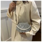 Elegant Shell Shape Pearl Handbag for Women – Trendy Crossbody & Shoulder Bag (Blue, White, Pink, Ash) - Image 23