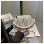 Elegant Shell Shape Pearl Handbag for Women – Trendy Crossbody & Shoulder Bag (Blue, White, Pink, Ash) - Image 11