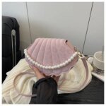 Trendy Shell Shape Pearl Handbag for Women – Stylish Crossbody & Shoulder Bag (Pink, Brown, Cream, Black) - Image 8