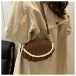 Trendy Shell Shape Pearl Handbag for Women – Stylish Crossbody & Shoulder Bag (Pink, Brown, Cream, Black) - Image 17