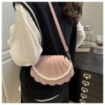 Trendy Shell Shape Pearl Handbag for Women – Stylish Crossbody & Shoulder Bag (Pink, Brown, Cream, Black) - Image 14
