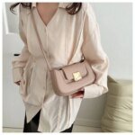Chic Mini Crossbody Bag for Women – Stylish Leather Shoulder Purse with Gold Clasp in Black, White, Pink, Green & Beige - Image 3