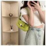 Chic Mini Crossbody Bag for Women – Stylish Leather Shoulder Purse with Gold Clasp in Black, White, Pink, Green & Beige - Image 5