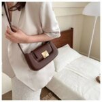 Chic Mini Crossbody Bag for Women – Stylish Leather Shoulder Purse with Gold Clasp in Black, White, Pink, Green & Beige - Image 4