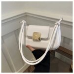 Chic Mini Crossbody Bag for Women – Stylish Leather Shoulder Purse with Gold Clasp in Black, White, Pink, Green & Beige - Image 7