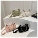 Trendy Mini Shoulder Bag with Chain Detail – Cute Y2K Style Handbag for Women (Black, Green, White)