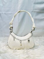 Trendy Mini Shoulder Bag with Chain Detail – Cute Y2K Style Handbag for Women (Black, Green, White) - Image 3