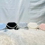 Elegant Shell Shape Pearl Handbag for Women – Trendy Crossbody & Shoulder Bag (Blue, White, Pink, Ash)