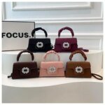 Elegant Top Handle Handbag with Crystal Buckle – Luxury Mini Crossbody Bag for Women (Dark Brown, Pink, Black, Burgundy, Mustard brown)
