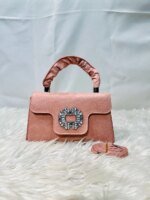 Elegant Top Handle Handbag with Crystal Buckle – Luxury Mini Crossbody Bag for Women (Dark Brown, Pink, Black, Burgundy, Mustard brown) - Image 6