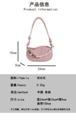 Elegant Mini Shoulder Bag with Pearl Chain – Trendy Women’s Handbag (White, Pink, Black, Ash) - Image 15