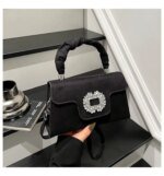 Elegant Top Handle Handbag with Crystal Buckle – Luxury Mini Crossbody Bag for Women (Dark Brown, Pink, Black, Burgundy, Mustard brown) - Image 18