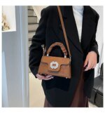 Elegant Top Handle Handbag with Crystal Buckle – Luxury Mini Crossbody Bag for Women (Dark Brown, Pink, Black, Burgundy, Mustard brown) - Image 14