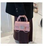 Elegant Top Handle Handbag with Crystal Buckle – Luxury Mini Crossbody Bag for Women (Dark Brown, Pink, Black, Burgundy, Mustard brown) - Image 13