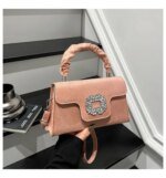 Elegant Top Handle Handbag with Crystal Buckle – Luxury Mini Crossbody Bag for Women (Dark Brown, Pink, Black, Burgundy, Mustard brown) - Image 11