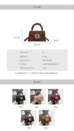 Elegant Top Handle Handbag with Crystal Buckle – Luxury Mini Crossbody Bag for Women (Dark Brown, Pink, Black, Burgundy, Mustard brown) - Image 8