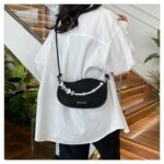 Elegant Mini Shoulder Bag with Pearl Chain – Trendy Women’s Handbag (White, Pink, Black, Ash) - Image 7