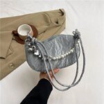 Elegant Mini Shoulder Bag with Pearl Chain – Trendy Women’s Handbag (White, Pink, Black, Ash) - Image 3