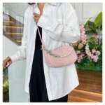 Elegant Mini Shoulder Bag with Pearl Chain – Trendy Women’s Handbag (White, Pink, Black, Ash) - Image 4