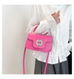 Luxury Mini Top Handle Handbag for Women – Elegant Rhinestone Buckle Crossbody Purse in Pink, Black, Green, White & Orange - Image 8