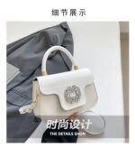 Luxury Mini Top Handle Handbag for Women – Elegant Rhinestone Buckle Crossbody Purse in Pink, Black, Green, White & Orange - Image 11