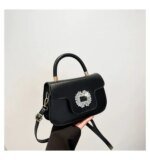 Luxury Mini Top Handle Handbag for Women – Elegant Rhinestone Buckle Crossbody Purse in Pink, Black, Green, White & Orange - Image 12