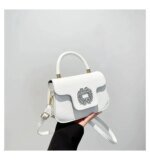 Luxury Mini Top Handle Handbag for Women – Elegant Rhinestone Buckle Crossbody Purse in Pink, Black, Green, White & Orange - Image 13
