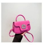Luxury Mini Top Handle Handbag for Women – Elegant Rhinestone Buckle Crossbody Purse in Pink, Black, Green, White & Orange - Image 15