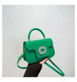 Luxury Mini Top Handle Handbag for Women – Elegant Rhinestone Buckle Crossbody Purse in Pink, Black, Green, White & Orange - Image 16