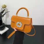 Luxury Mini Top Handle Handbag for Women – Elegant Rhinestone Buckle Crossbody Purse in Pink, Black, Green, White & Orange - Image 4