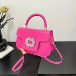 Luxury Mini Top Handle Handbag for Women – Elegant Rhinestone Buckle Crossbody Purse in Pink, Black, Green, White & Orange - Image 5