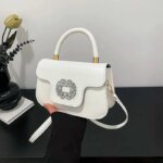 Luxury Mini Top Handle Handbag for Women – Elegant Rhinestone Buckle Crossbody Purse in Pink, Black, Green, White & Orange - Image 6