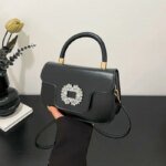 Luxury Mini Top Handle Handbag for Women – Elegant Rhinestone Buckle Crossbody Purse in Pink, Black, Green, White & Orange - Image 7