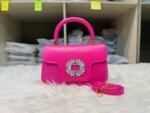 Luxury Mini Top Handle Handbag for Women – Elegant Rhinestone Buckle Crossbody Purse in Pink, Black, Green, White & Orange - Image 21