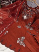 Premium Greem Cotton Embroidered 3 Piece Suit for Women | Floral Embroidery Salwar Kameez with Matching Dupatta - Image 2