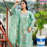 Premium Mint Green Embroidered Three Piece Salwar Kameez Set for Women | Elegant Pakistani Party Wear Dress