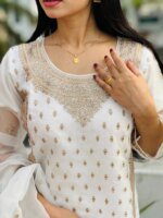 Women's Premium White Embroidered Salwar Kameez Set with Dupatta | Elegant Party Wear Pakistani Style Dress - Image 5