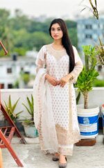 Women's Premium White Embroidered Salwar Kameez Set with Dupatta | Elegant Party Wear Pakistani Style Dress - Image 7
