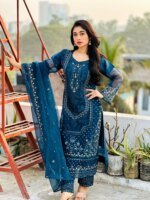 Elegant Teal Embroidered Salwar Kameez Set | Stylish Ethnic Wear for Women