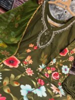 Premium Micro Silk Digital Print & Karchupi Work 3 Piece Dress for Women | Luxury Boutique Salwar Kameez Set with Dupatta - Image 5