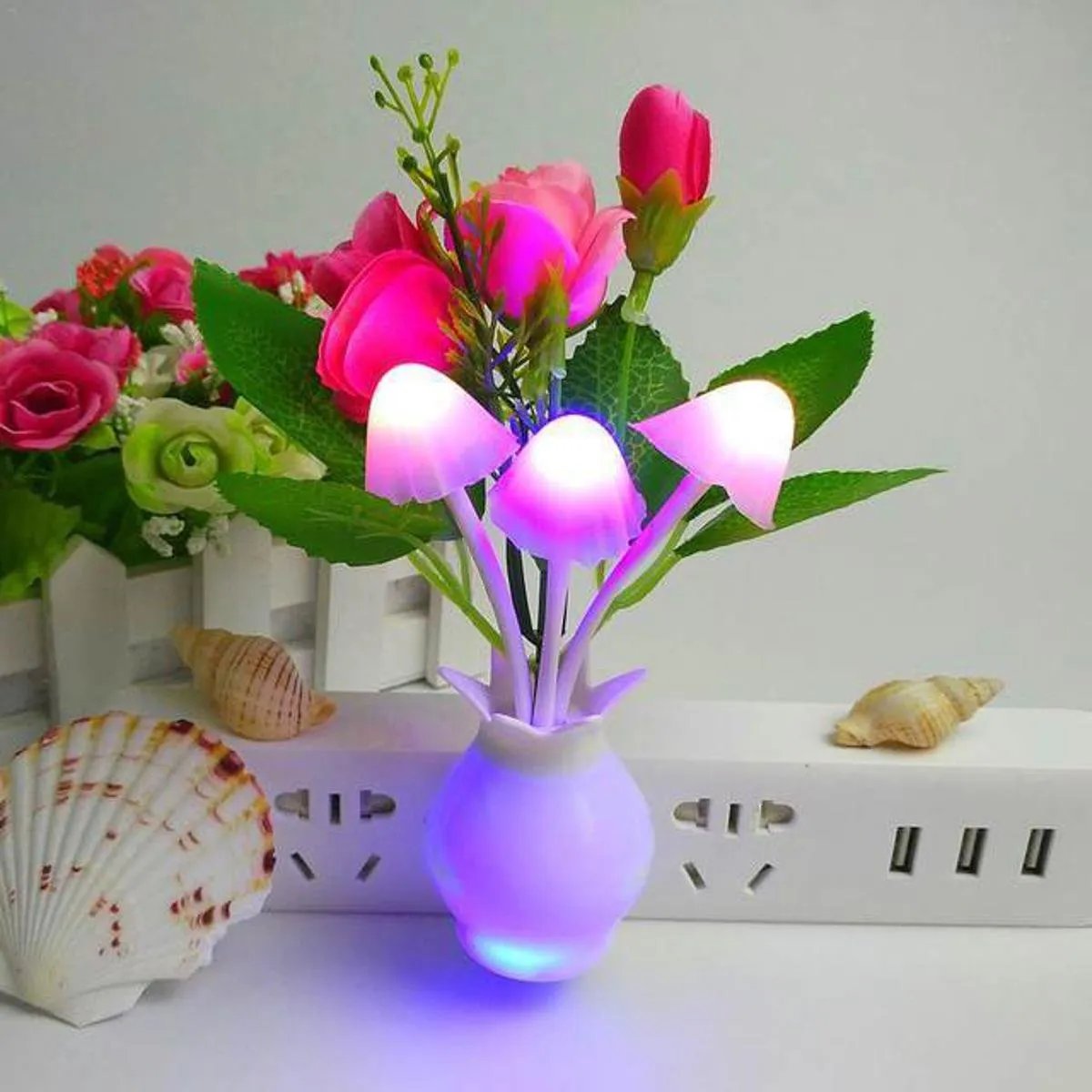 892c432a47c7e2e183d5eeedb647684e Lighting US Plug Flower Vase LED Mushroom Night Light mushroom light led mushroom light - Image 1