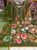 Premium Micro Silk Digital Print & Karchupi Work 3 Piece Dress for Women | Luxury Boutique Salwar Kameez Set with Dupatta - Image 2