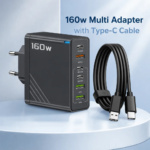 160W Super Fast Multi-Port GaN Charger with 6-in-1 Power Delivery & Type-C Cable - Image 3
