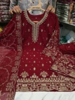 Premium Indian Georgette Sequence Embroidery & Pearl Work 3 Piece Dress for Women | Luxury Boutique Salwar Kameez Set with Dupatta