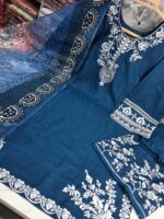 Premium Slav Cotton Embroidered 3 Piece Dress for Women | Boutique Salwar Kameez Set with Dupatta - Image 3