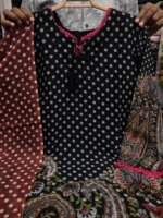 Premium Black White Gold Georgette 3 Piece Suit for Women | Polka Dot Printed Salwar Kameez with Designer Dupatta - Image 2