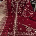 Premium Red Cotton Embroidered 3 Piece Suit for Women | Elegant Cotton Salwar Kameez with Embroidered Dupatta