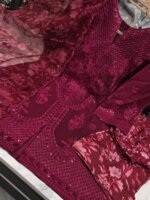 Premium Wine Cotton Sequin Embroidered 3 Piece Suit for Women | Luxury Cotton Salwar Kameez with Printed Dupatta - Image 4