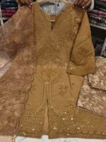 Premium Wine Cotton Sequin Embroidered 3 Piece Suit for Women | Luxury Cotton Salwar Kameez with Printed Dupatta